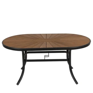 Τραπέζι Κήπου ArteLibre RUSUMO Μαύρο/Καρυδί Αλουμίνιο/Ξύλο 150x90x73cm - Image 3