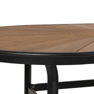 Τραπέζι Κήπου ArteLibre RUSUMO Μαύρο/Καρυδί Αλουμίνιο/Ξύλο 150x90x73cm - Image 4