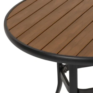 Τραπέζι Κήπου ArteLibre SANAAG Μαύρο/Καρυδί Αλουμίνιο/Ξύλο Φ80x73cm - Image 5