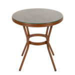 Τραπέζι Κήπου ArteLibre BURUNDI Μπαμπού Αλουμίνιο/Γυαλί Φ70x72cm - Image 3