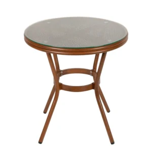 Τραπέζι Κήπου ArteLibre BURUNDI Μπαμπού Αλουμίνιο/Γυαλί Φ70x72cm - Image 3