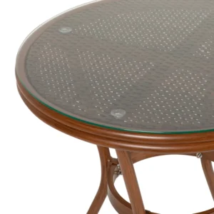 Τραπέζι Κήπου ArteLibre BURUNDI Μπαμπού Αλουμίνιο/Γυαλί Φ70x72cm - Image 5