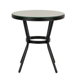 Τραπέζι Κήπου ArteLibre BURUNDI Μαύρο Αλουμίνιο/Γυαλί Φ70x72cm - Image 2