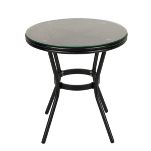 Τραπέζι Κήπου ArteLibre BURUNDI Μαύρο Αλουμίνιο/Γυαλί Φ70x72cm - Image 3