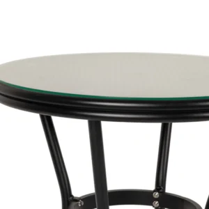 Τραπέζι Κήπου ArteLibre BURUNDI Μαύρο Αλουμίνιο/Γυαλί Φ70x72cm - Image 4