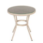 Τραπέζι Κήπου ArteLibre BURUNDI Λευκό Αντικέ Αλουμίνιο/Γυαλί Φ70x72cm - Image 3