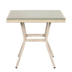 Τραπέζι Κήπου ArteLibre ANGOLA Λευκό Αντικέ Αλουμίνιο/Γυαλί 80x80x75cm - Image 2