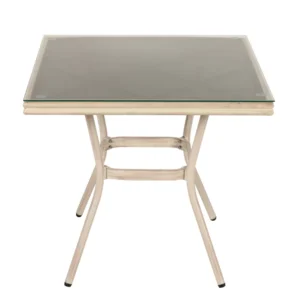 Τραπέζι Κήπου ArteLibre ANGOLA Λευκό Αντικέ Αλουμίνιο/Γυαλί 80x80x75cm - Image 3