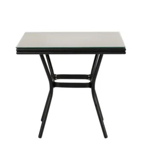 Τραπέζι Κήπου ArteLibre ANGOLA Μαύρο Αλουμίνιο/Γυαλί 80x80x75cm - Image 2