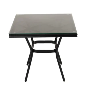 Τραπέζι Κήπου ArteLibre ANGOLA Μαύρο Αλουμίνιο/Γυαλί 80x80x75cm - Image 3