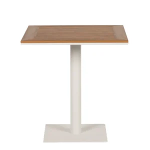 Τραπέζι Κήπου ArteLibre NAMIBIA Λευκό/Καρυδί Αλουμίνιο/Ξύλο 70x70x72cm - Image 2