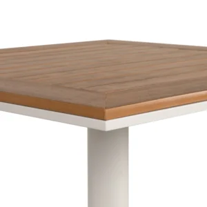 Τραπέζι Κήπου ArteLibre NAMIBIA Λευκό/Καρυδί Αλουμίνιο/Ξύλο 70x70x72cm - Image 4