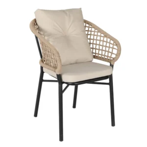 Πολυθρόνα Κήπου ArteLibre ANHUR Με Μαξιλάρια Μαύρο/Καφέ Αλουμίνιο/Rattan 60x58x84cm - Image 2