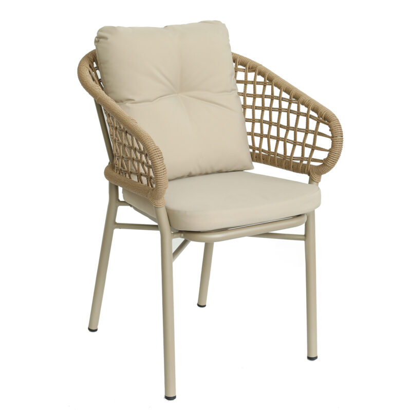 Πολυθρόνα Κήπου ArteLibre ANHUR Με Μαξιλάρια Μπεζ/Καφέ Αλουμίνιο/Rattan 60x58x84cm