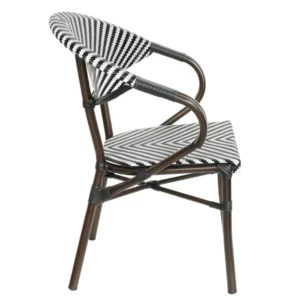 Πολυθρόνα Κήπου ArteLibre KIYOSHI Λευκό/Μαύρο/Καφέ Μπαμπού/Rattan 57x60x82cm - Image 2