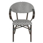 Πολυθρόνα Κήπου ArteLibre KIYOSHI Λευκό/Μαύρο/Καφέ Μπαμπού/Rattan 57x60x82cm - Image 4