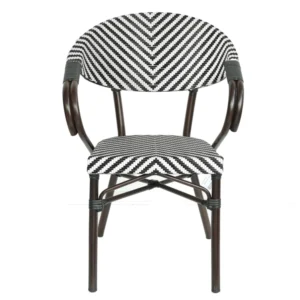 Πολυθρόνα Κήπου ArteLibre KIYOSHI Λευκό/Μαύρο/Καφέ Μπαμπού/Rattan 57x60x82cm - Image 4