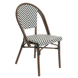 Πολυθρόνα Κήπου ArteLibre AKIRA Λευκό/Μαύρο/Καφέ Μπαμπού/Rattan 48x56x86cm - Image 2