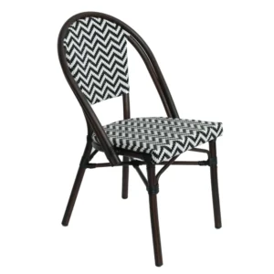 Πολυθρόνα Κήπου ArteLibre RYOTA Λευκό/Μαύρο/Καφέ Μπαμπού/Rattan 48x56x86cm - Image 2