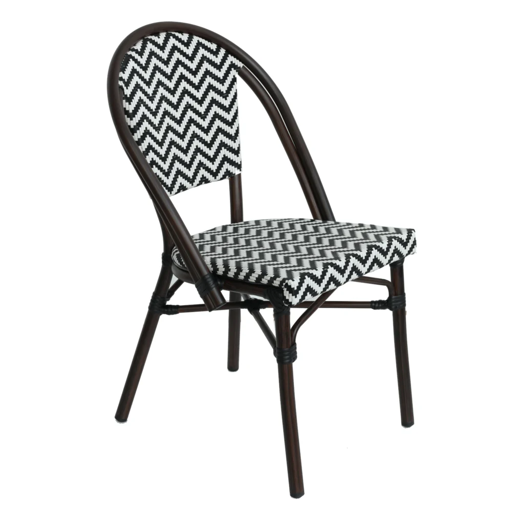 Πολυθρόνα Κήπου ArteLibre RYOTA Λευκό/Μαύρο/Καφέ Μπαμπού/Rattan 48x56x86cm