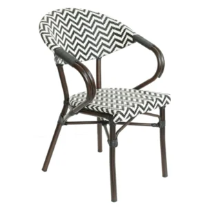 Πολυθρόνα Κήπου ArteLibre HARUTO Λευκό/Μαύρο/Καφέ Μπαμπού/Rattan 57x57x82cm - Image 2