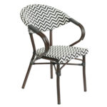 Πολυθρόνα Κήπου ArteLibre HARUTO Λευκό/Μαύρο/Καφέ Μπαμπού/Rattan 57x57x82cm