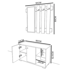 Έπιπλο Εισόδου ArteLibre Με Καθρέπτη BOKANG Δρυς/Λευκό Μοριοσανίδα/Γυαλί 90x33x90cm - Image 4