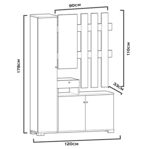 Έπιπλο Εισόδου ArteLibre Με Καθρέπτη ZIKHONA Καρυδί Μοριοσανίδα/Γυαλί 120x33x177cm - Image 4