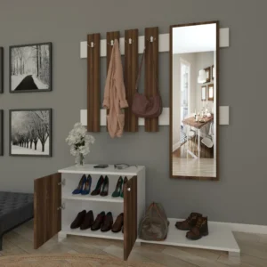 Έπιπλο Εισόδου ArteLibre Με Καθρέπτη BAKARI Καρυδί Μοριοσανίδα/Γυαλί 130x30x177cm - Image 3