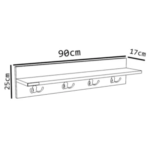 Ράφι Τοίχου ArteLibre LERATO Ανθρακί Μοριοσανίδα 90x17x25cm - Image 4
