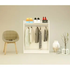 Κρεμάστρα Δαπέδου ArteLibre AADAN Λευκό Μοριοσανίδα/Μέταλλο 93.5x36x120cm - Image 3