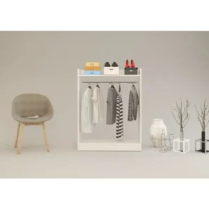 Κρεμάστρα Δαπέδου ArteLibre AADAN Λευκό Μοριοσανίδα/Μέταλλο 93.5x36x120cm - Image 4