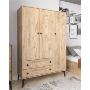 Ντουλάπα Τρίφυλλη ArteLibre AMARI Δρυς Μοριοσανίδα 123.5x48x180cm - Image 2