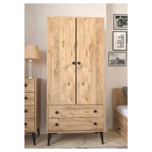 Ντουλάπα Δίφυλλη ArteLibre AMARI Δρυς Μοριοσανίδα 82x48x180cm - Image 2