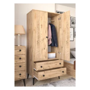 Ντουλάπα Δίφυλλη ArteLibre AMARI Δρυς Μοριοσανίδα 82x48x180cm - Image 3