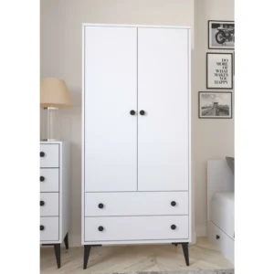 Ντουλάπα Δίφυλλη ArteLibre AMARI Λευκό Μοριοσανίδα 82x48x180cm - Image 2