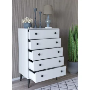 Συρταριέρα ArteLibre AMARI Λευκό Μοριοσανίδα 72x43x114cm - Image 3