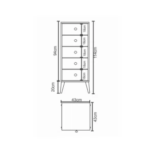 Συρταριέρα ArteLibre AMARI Δρυς/Ανθρακί Μοριοσανίδα 43x43x114cm - Image 4