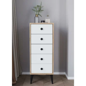 Συρταριέρα ArteLibre AMARI Δρυς/Λευκό Μοριοσανίδα 43x43x114cm - Image 2