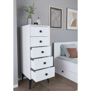 Συρταριέρα ArteLibre AMARI Λευκό Μοριοσανίδα 43x43x114cm - Image 3