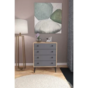 Συρταριέρα ArteLibre AMARI Δρυς/Ανθρακί Μοριοσανίδα 72x43x96cm - Image 2