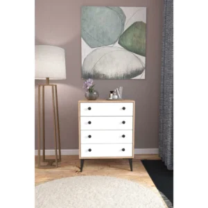 Συρταριέρα ArteLibre AMARI Δρυς/Λευκό Μοριοσανίδα 72x43x96cm - Image 2