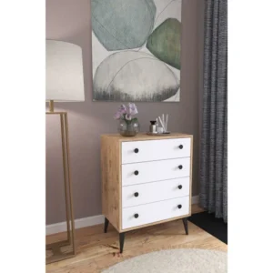 Συρταριέρα ArteLibre AMARI Δρυς/Λευκό Μοριοσανίδα 72x43x96cm - Image 3