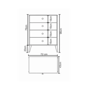 Συρταριέρα ArteLibre AMARI Λευκό Μοριοσανίδα 72x43x96cm - Image 4