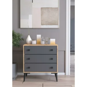 Συρταριέρα ArteLibre AMARI Δρυς/Ανθρακί Μοριοσανίδα 72x43x79cm - Image 2