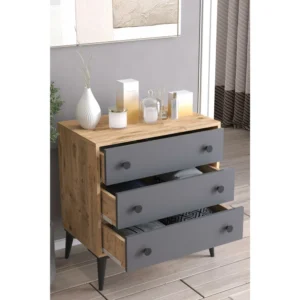 Συρταριέρα ArteLibre AMARI Δρυς/Ανθρακί Μοριοσανίδα 72x43x79cm - Image 3