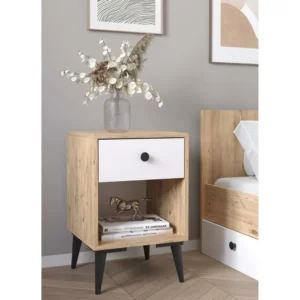 Κομοδίνο ArteLibre AMARI Δρυς/Λευκό Μοριοσανίδα 43x43x67.5cm - Image 2