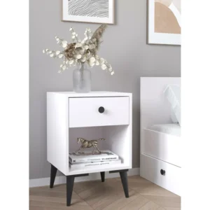 Κομοδίνο ArteLibre AMARI Λευκό Μοριοσανίδα 43x43x67.5cm - Image 2