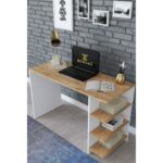 Γραφείο ArteLibre HADIZA Λευκό/Δρυς Μοριοσανίδα 120x50x74cm - Image 3