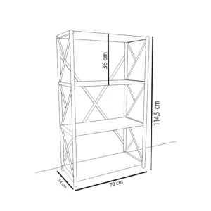 Βιβλιοθήκη ArteLibre IKE Δρυς/Μαύρο Μοριοσανίδα/Μέταλλο 70x34x114.5cm - Image 4